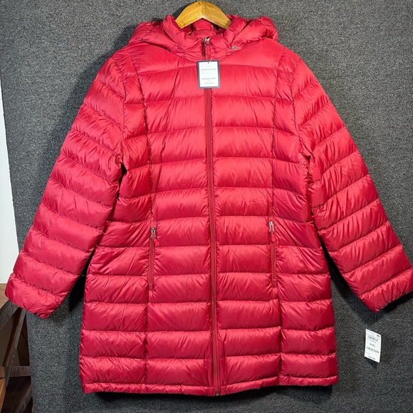 Charter Club Jackets & Blazers - Charter Club Red Hooded Duck Down Puffer Jacket, Womens XXL